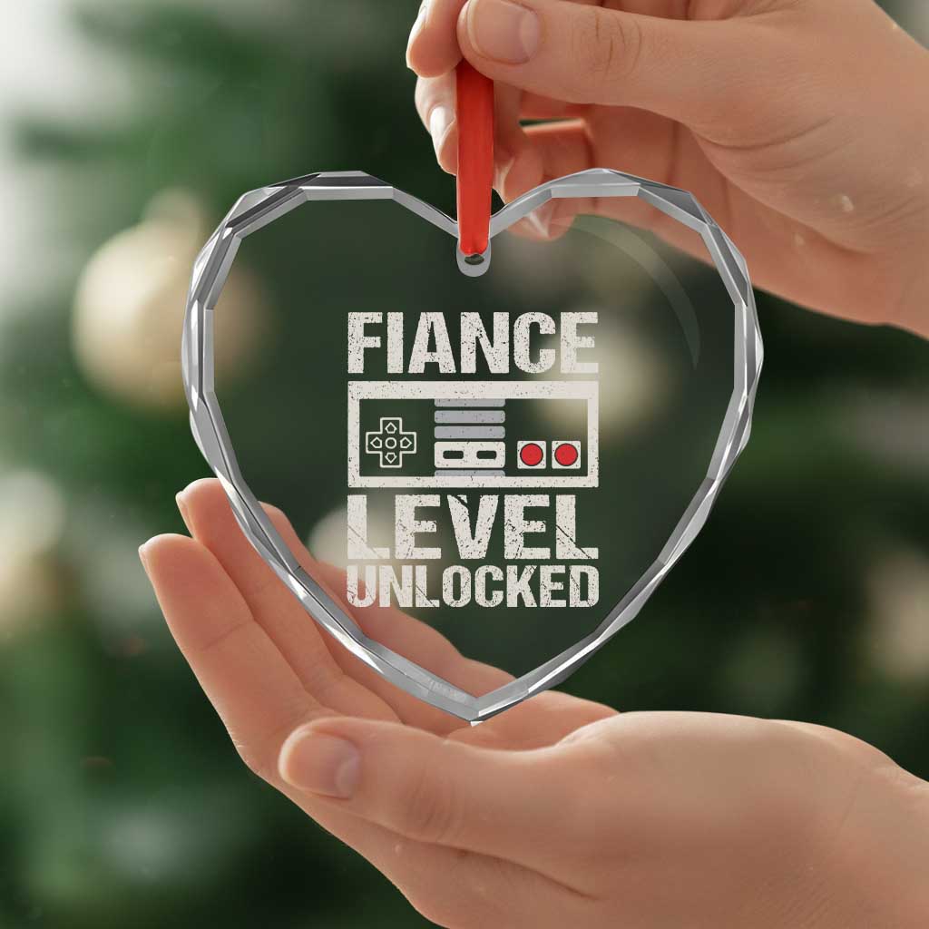 Leveled Fiance Unlocked Heart Crystal Glass Ornament Engagement Gift For Fiancé Bachelor Party TS10 Print Your Wear