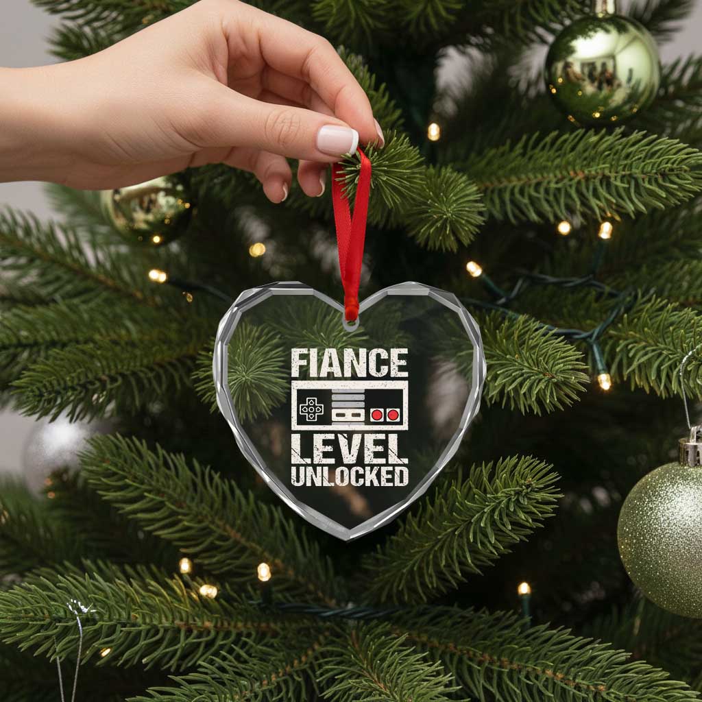 Leveled Fiance Unlocked Heart Crystal Glass Ornament Engagement Gift For Fiancé Bachelor Party TS10 Print Your Wear