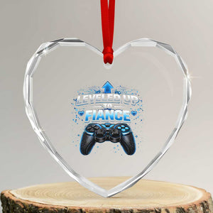 Leveled Up To Fiance Heart Crystal Glass Ornament Newly Engaged Gifts For Him Gamer TS10 Transparent Glass 3'' Heart Print Your Wear