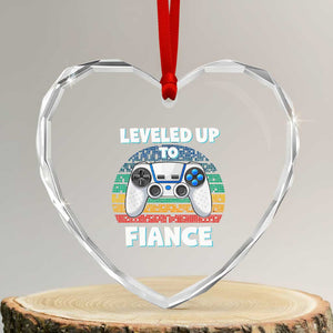 Leveled Up To Fiance Heart Crystal Glass Ornament Retro Newly Engaged Gifts For Him TS10 Transparent Glass 3'' Heart Print Your Wear