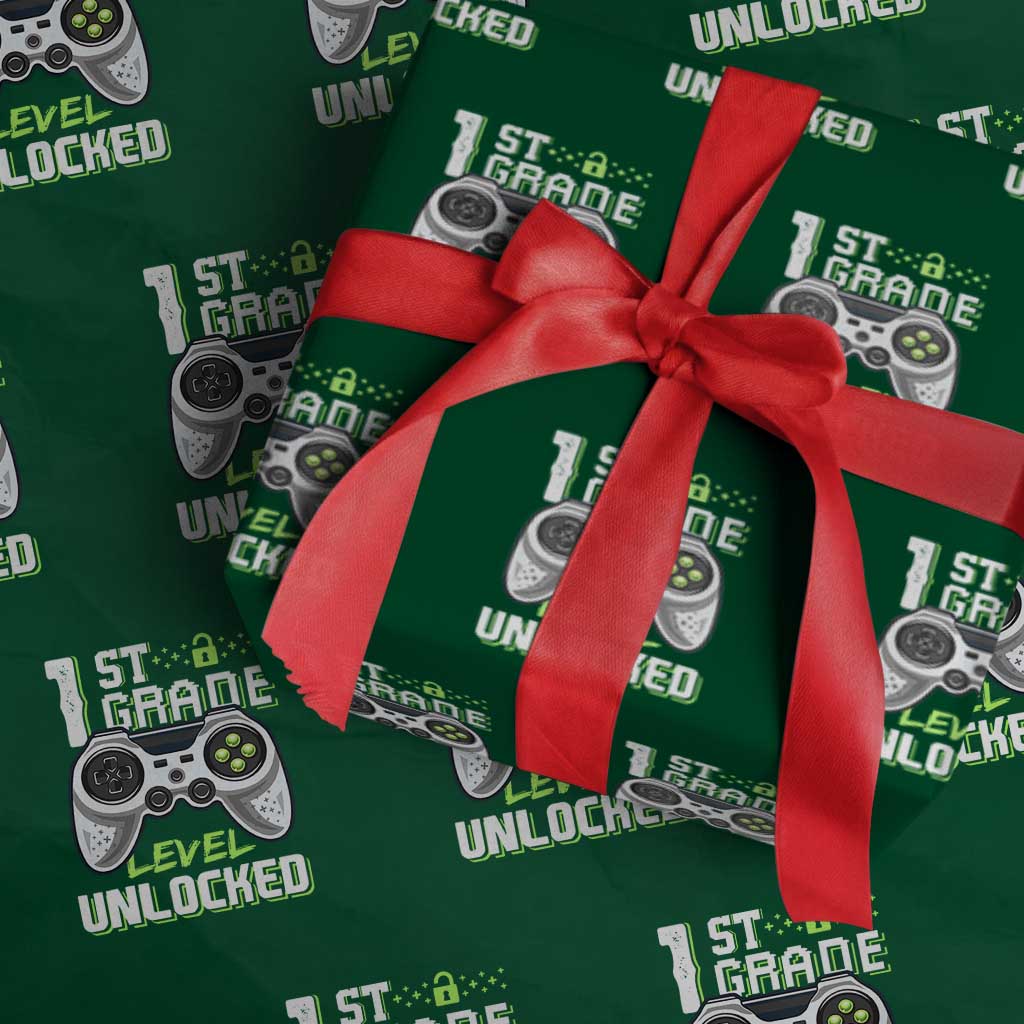 Leveling Up To School Funny Gamer Boys Wrapping Paper Roll First Day Back to School Gift TS01 Green Print Your Wear