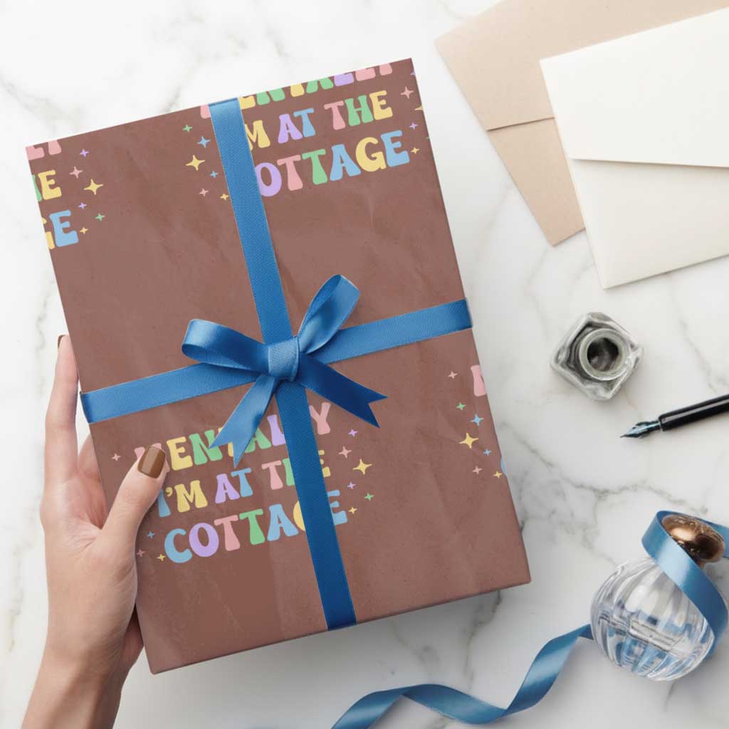 LGBT Romance Hockey Wrapping Paper Roll Mentally Im At The Cottage Team Hollanov Fan TS10 Mocha Print Your Wear