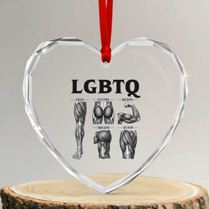 LGBTQ Acronym Funny Fitness Gym Muscle Graphic Heart Crystal Glass Ornament Legs Glutes Biceps Triceps Quads TS02 Transparent Glass 3'' Heart Print Your Wear
