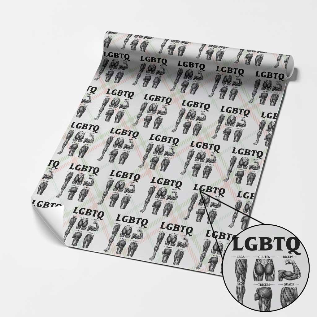 LGBTQ Acronym Funny Fitness Gym Muscle Graphic Wrapping Paper Roll Legs Glutes Biceps Triceps Quads TS02 Christmas Plaid Print Your Wear