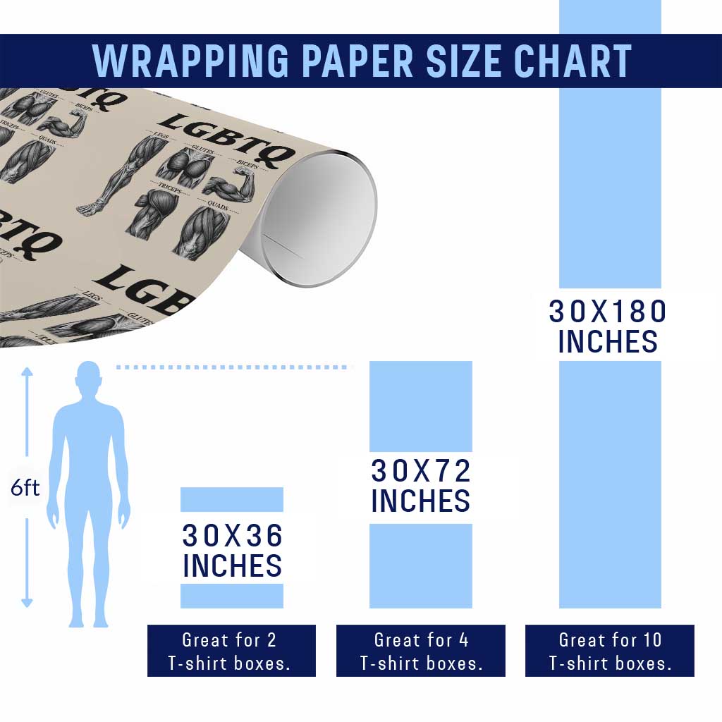 LGBTQ Acronym Funny Fitness Gym Muscle Graphic Wrapping Paper Roll Legs Glutes Biceps Triceps Quads TS02 Print Your Wear
