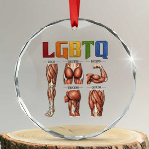 LGBTQ Acronym Funny Fitness Gym Rainbow Muscle Graphic Crystal Glass Ornament Legs Glutes Biceps Triceps Quads TS02 Transparent Glass 3'' Circle Print Your Wear