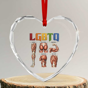LGBTQ Acronym Funny Fitness Gym Rainbow Muscle Graphic Heart Crystal Glass Ornament Legs Glutes Biceps Triceps Quads TS02 Transparent Glass 3'' Heart Print Your Wear