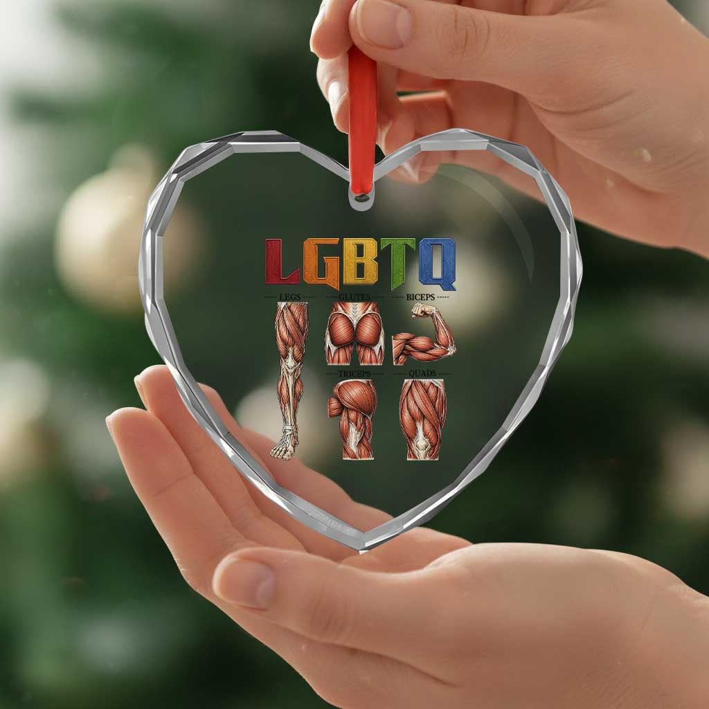 LGBTQ Acronym Funny Fitness Gym Rainbow Muscle Graphic Heart Crystal Glass Ornament Legs Glutes Biceps Triceps Quads TS02 Print Your Wear