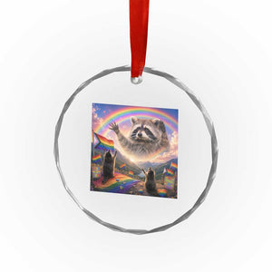LGBTQ Pride Raccoon Rainbow Flag Crystal Glass Ornament Two Raccoons Howling to The Rainbow TS14 Print Your Wear