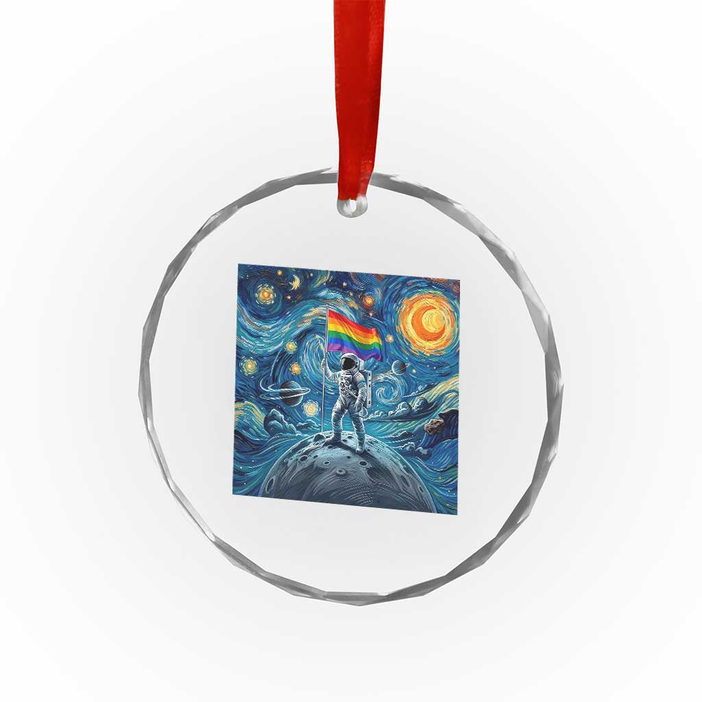 LGBTQ Rainbow Moon Astronaut Crystal Glass Ornament Starry Night Graphic TS12 Print Your Wear