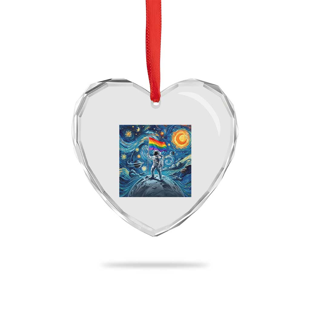LGBTQ Rainbow Moon Astronaut Heart Crystal Glass Ornament Starry Night Graphic TS12 Print Your Wear