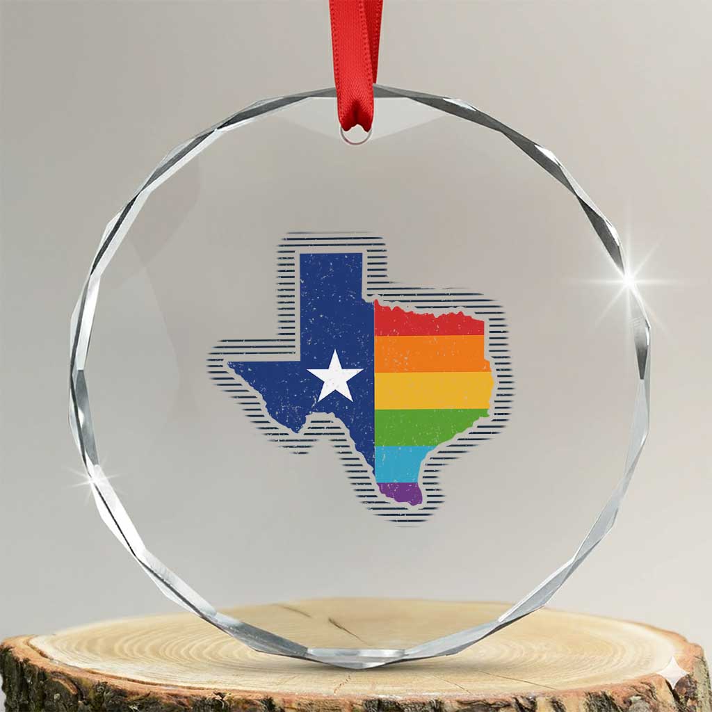 LGBTQ Texas State Flag Crystal Glass Ornament TS10 Transparent Glass 3'' Circle Print Your Wear