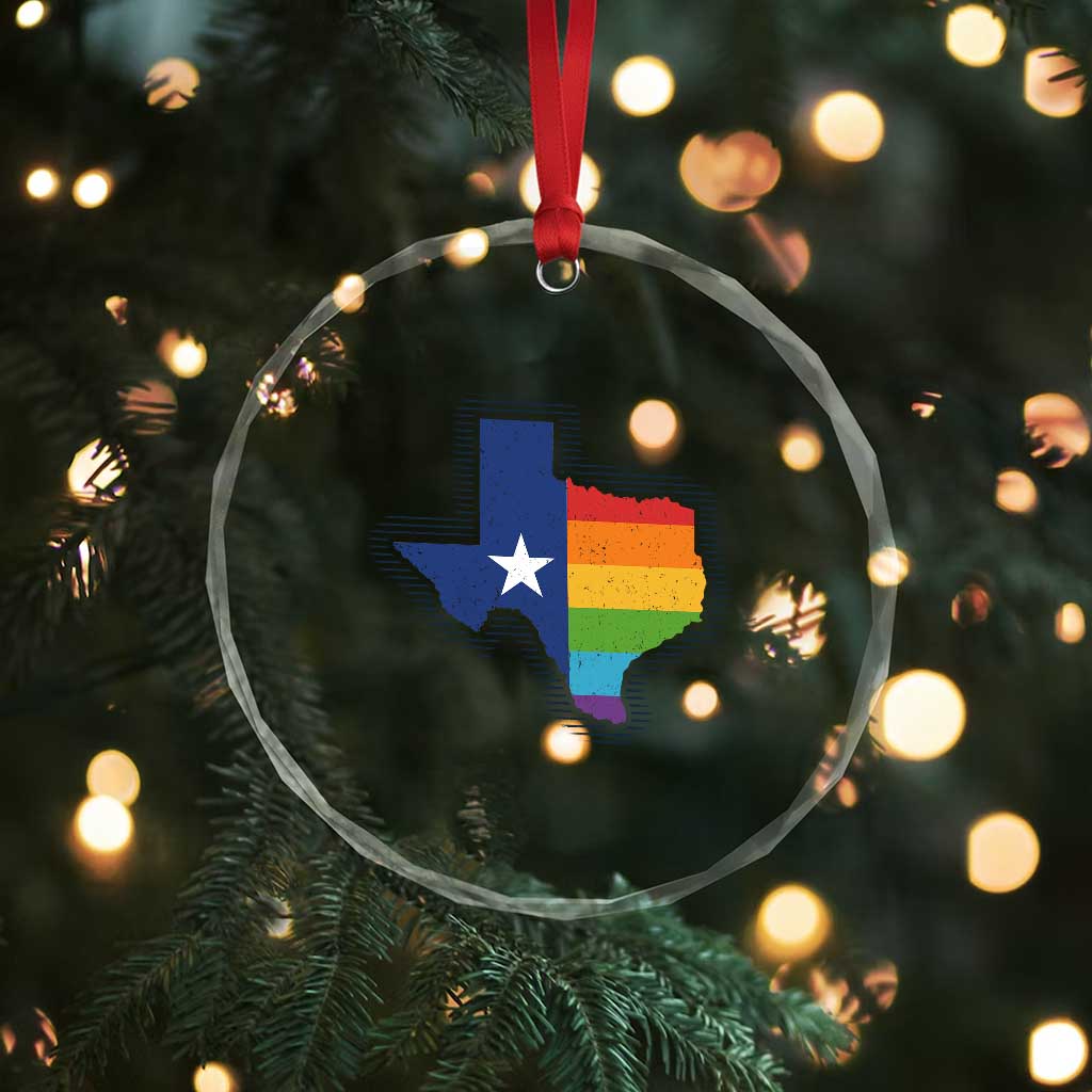 LGBTQ Texas State Flag Crystal Glass Ornament TS10 Print Your Wear