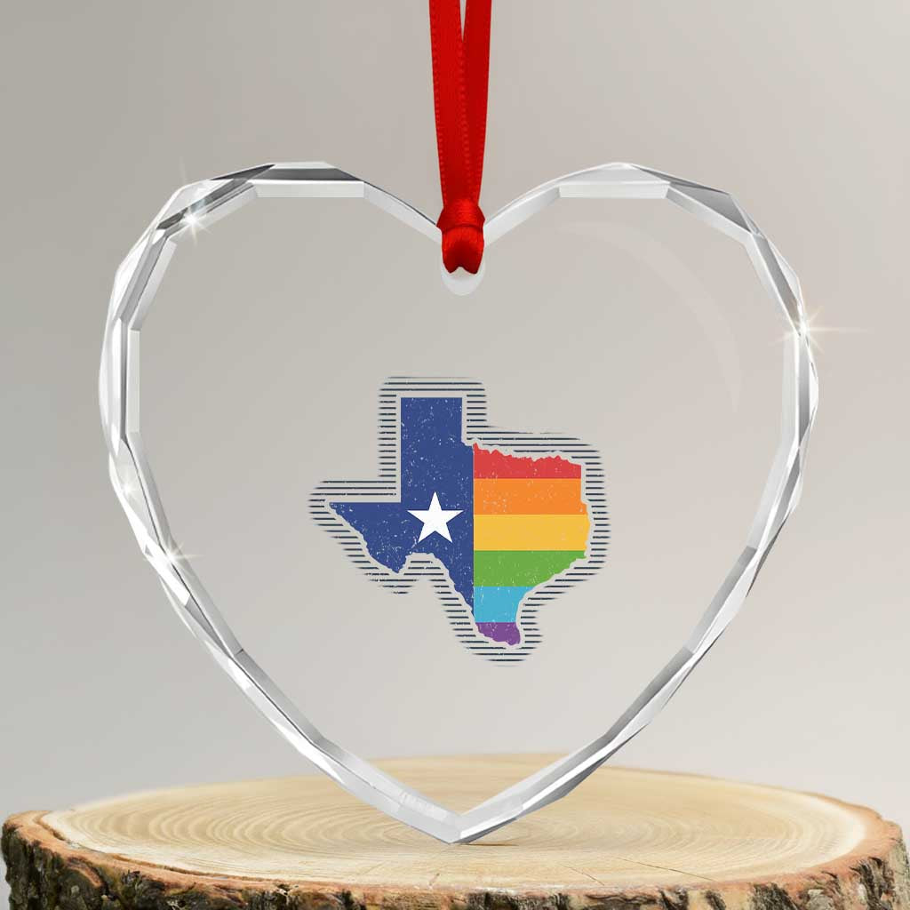 LGBTQ Texas State Flag Heart Crystal Glass Ornament TS10 Transparent Glass 3'' Heart Print Your Wear