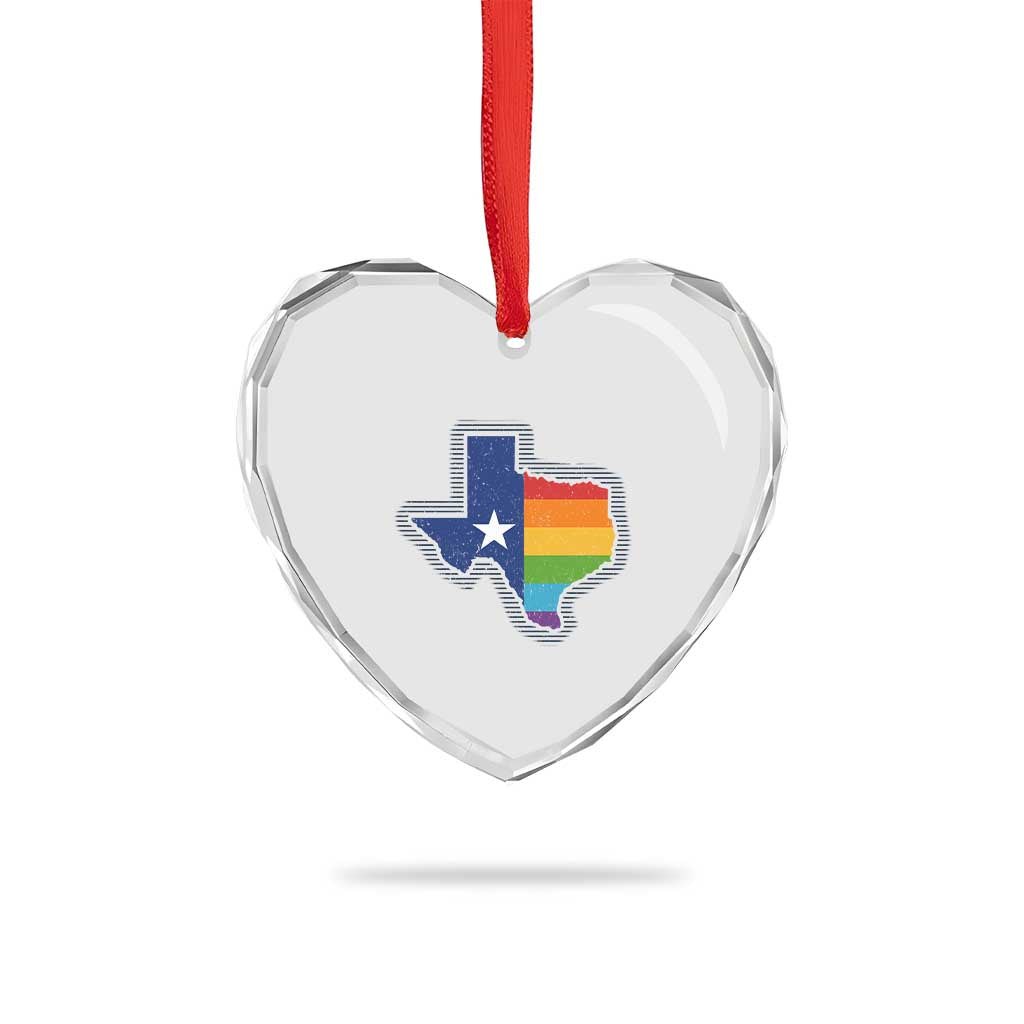 LGBTQ Texas State Flag Heart Crystal Glass Ornament TS10 Print Your Wear