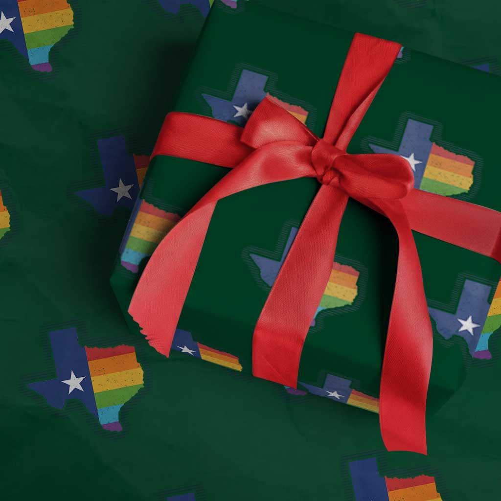 LGBTQ Texas State Flag Wrapping Paper Roll TS10 Green Print Your Wear