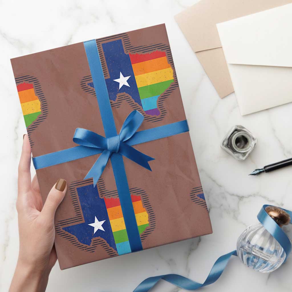 LGBTQ Texas State Flag Wrapping Paper Roll TS10 Mocha Print Your Wear
