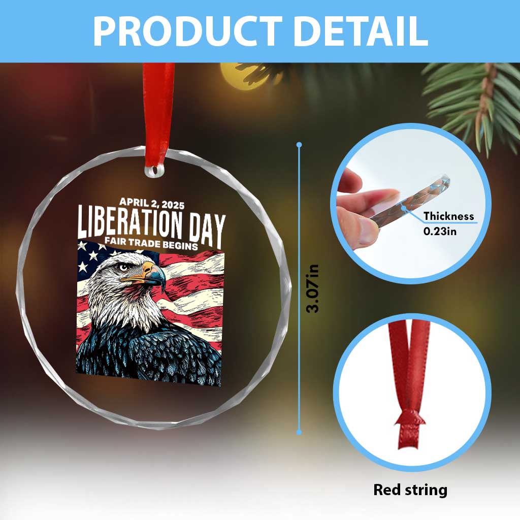 Liberation Day April 2 2025 Crystal Glass Ornament Fair Trade Patriotic American Eagle USA Flag TS02 Print Your Wear
