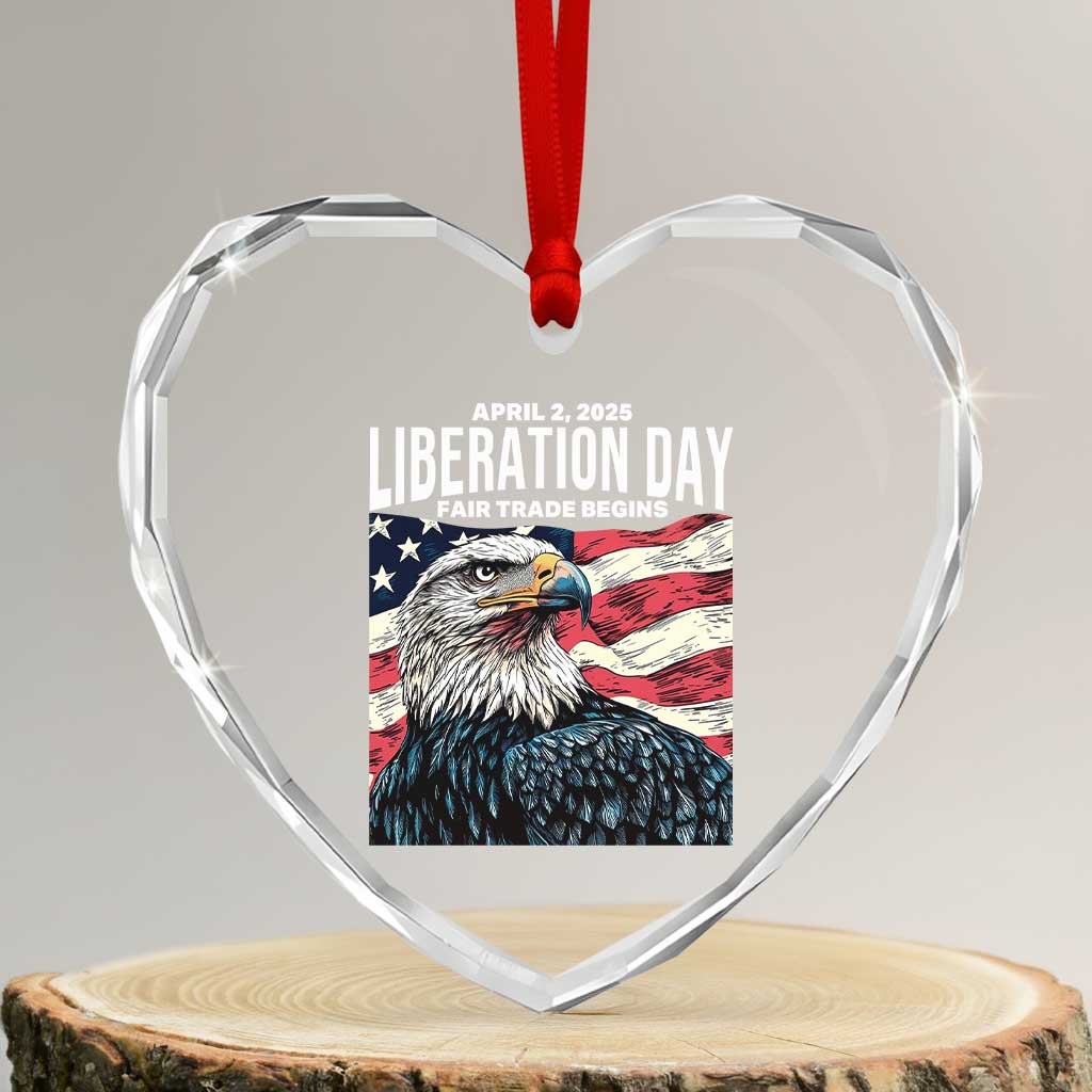 Liberation Day April 2 2025 Heart Crystal Glass Ornament Fair Trade Patriotic American Eagle USA Flag TS02 Transparent Glass 3'' Heart Print Your Wear