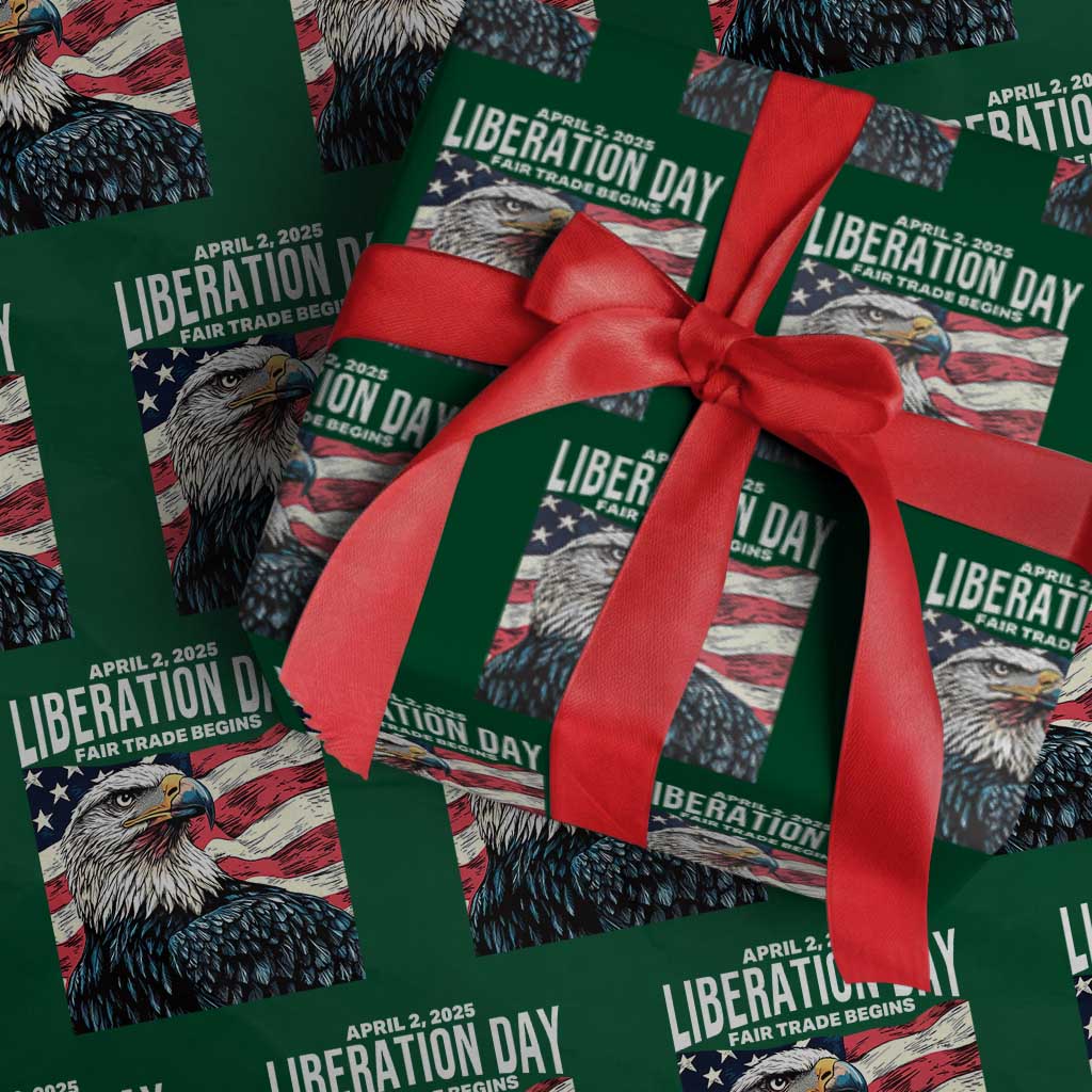 Liberation Day April 2 2025 Wrapping Paper Roll Fair Trade Patriotic American Eagle USA Flag TS02 Green Print Your Wear