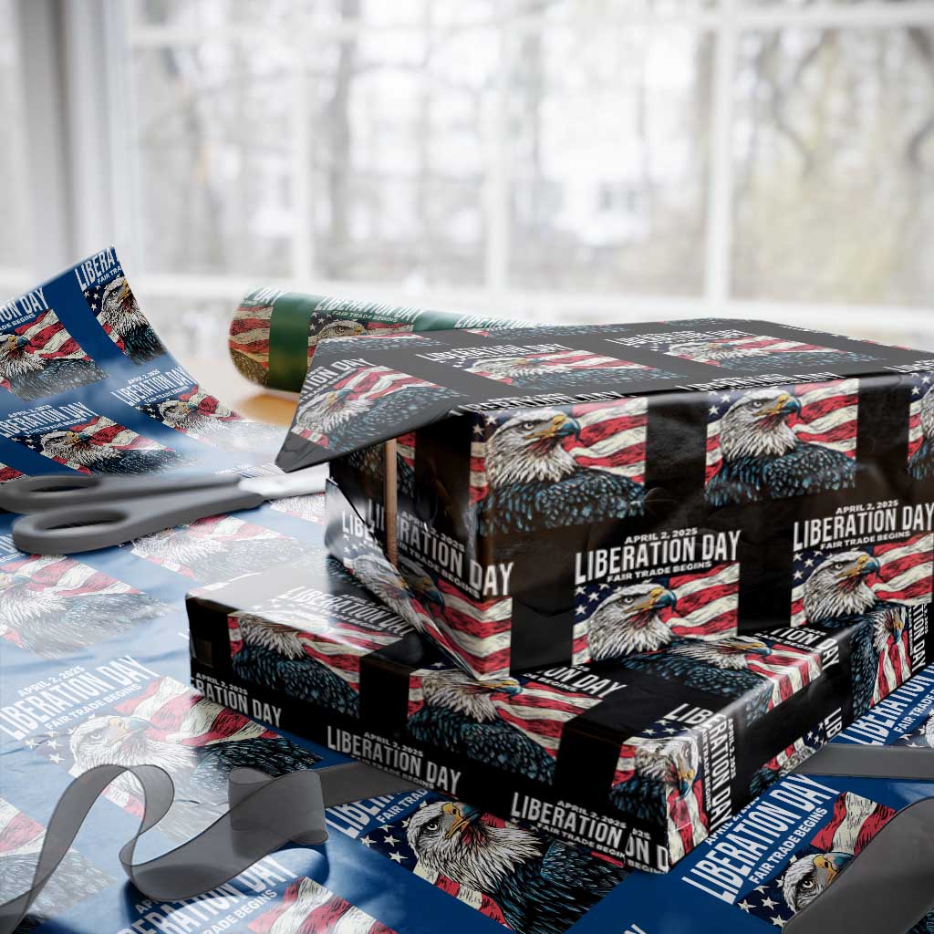 Liberation Day April 2 2025 Wrapping Paper Roll Fair Trade Patriotic American Eagle USA Flag TS02 Black Print Your Wear