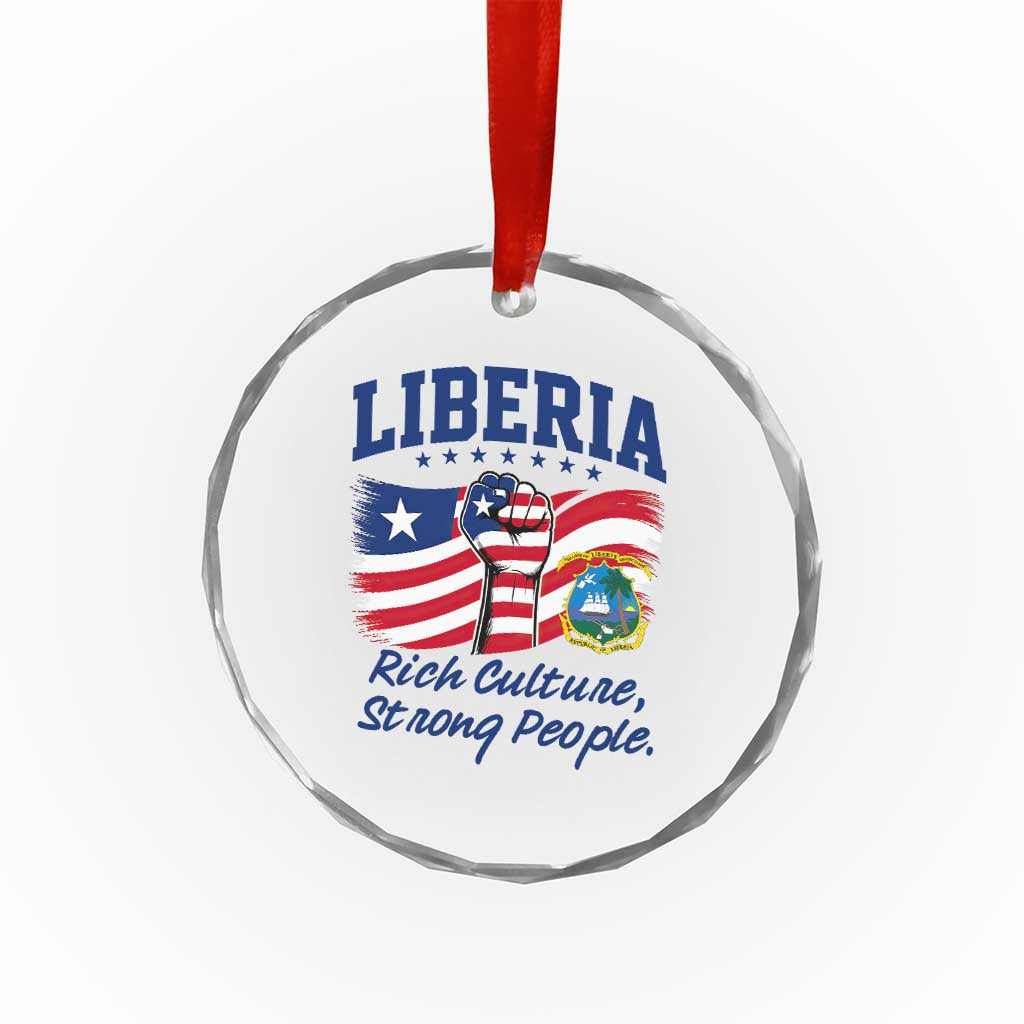 Liberia Rich Culture Strong People Patriotic Crystal Glass Ornament Liberian Flag Fist Coat Of Arms Heritage Pride