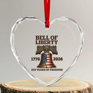 Liberty Bell 250th Anniversary Heart Crystal Glass Ornament American Pride Gift