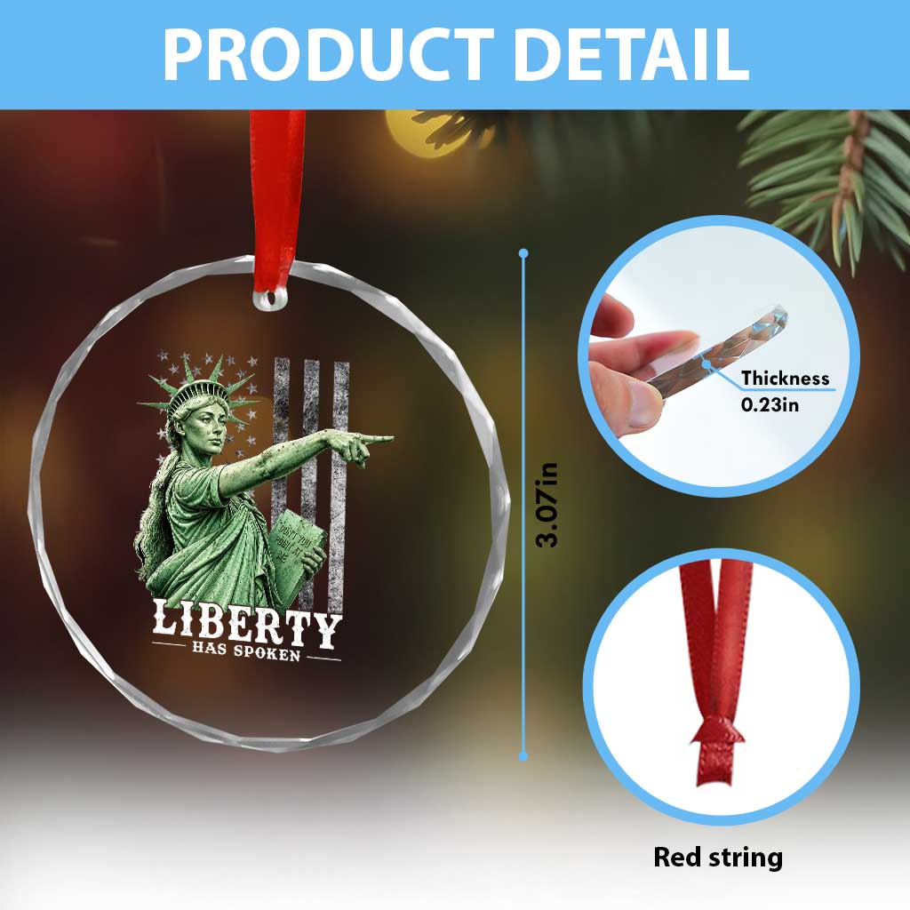 Liberty Has Spoken Crystal Glass Ornament Funny Basketball Statue of Liberty Pointing Meme