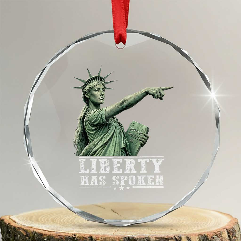 Liberty Has Spoken Pointing Statue Parody Crystal Glass Ornament Funny Sarcastic Basketball Sports Viral Meme Americana TS02 Transparent Glass 3'' Circle Print Your Wear