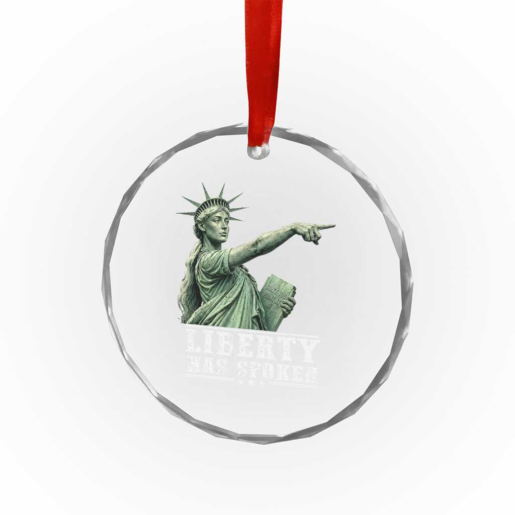 Liberty Has Spoken Pointing Statue Parody Crystal Glass Ornament Funny Sarcastic Basketball Sports Viral Meme Americana