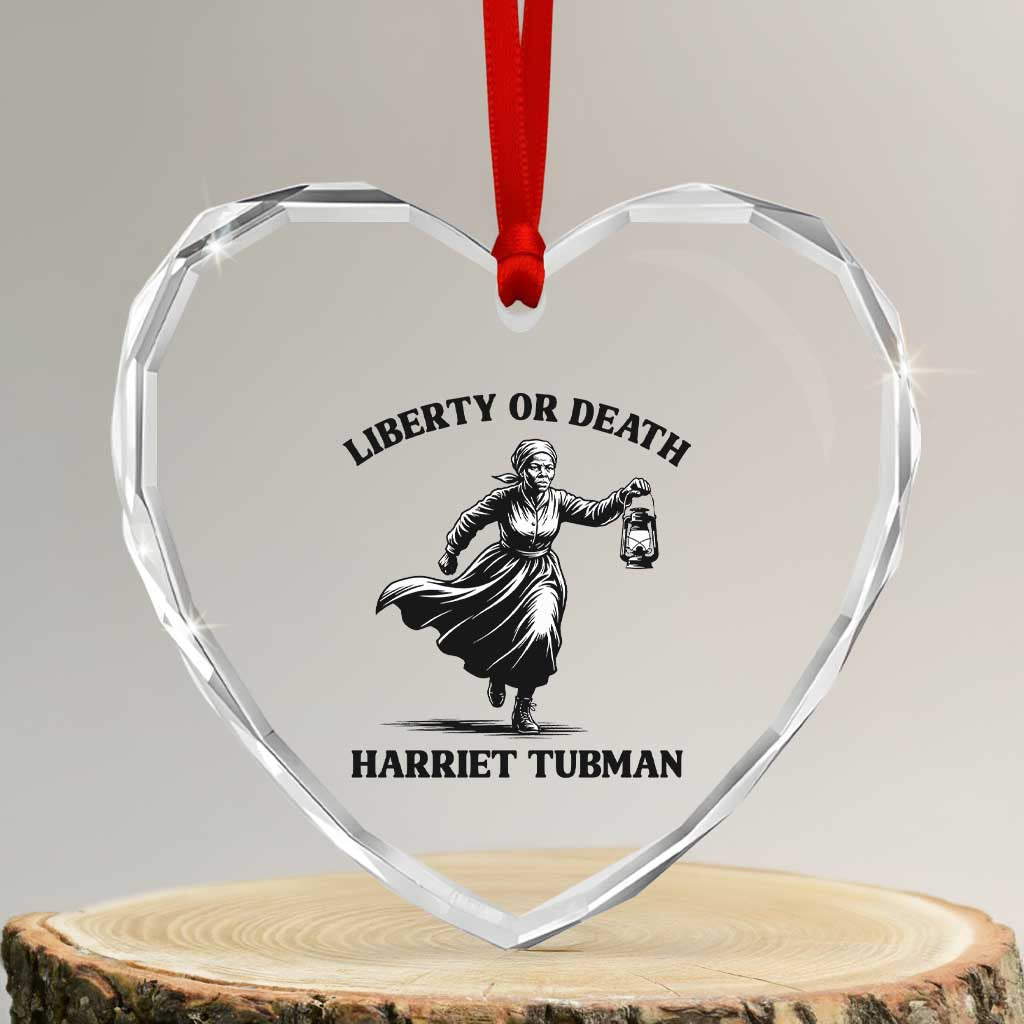 Liberty Or Death Heart Crystal Glass Ornament Harriet Tubman Quote TS12 Transparent Glass 3'' Heart Print Your Wear