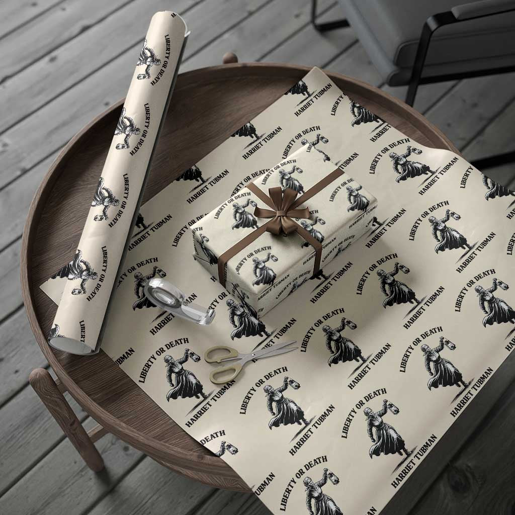 Liberty Or Death Wrapping Paper Roll Harriet Tubman Quote TS12 Beige Print Your Wear