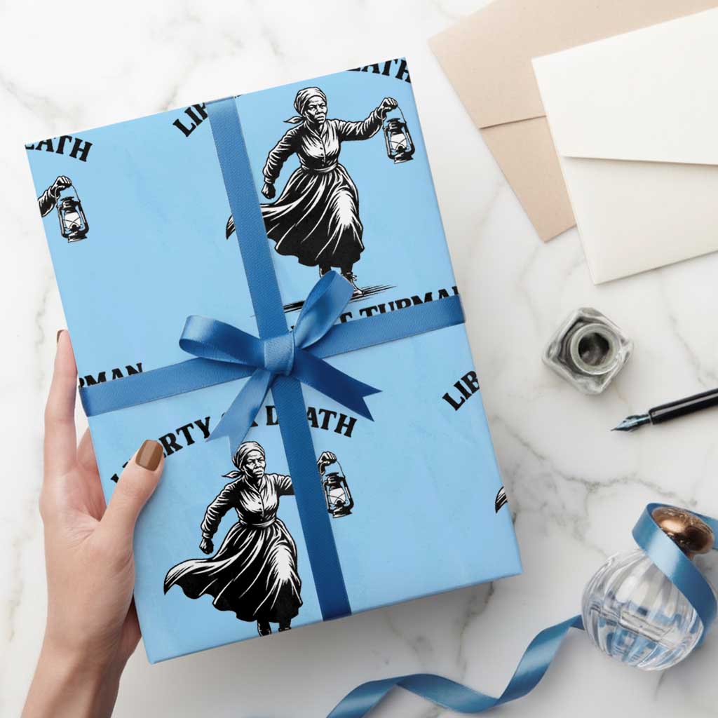 Liberty Or Death Wrapping Paper Roll Harriet Tubman Quote TS12 Light Blue Print Your Wear