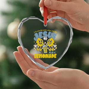 Life Gave Me Some Lemons But My Jesus He Be Makin Lemonade Heart Crystal Glass Ornament Retro Lemon TS11 Print Your Wear