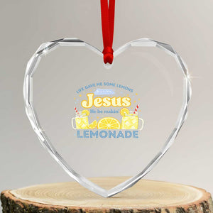 Life Gave Me Some Lemons Heart Crystal Glass Ornament Funny Lemonade Jesus Christian TS10 Transparent Glass 3'' Heart Print Your Wear