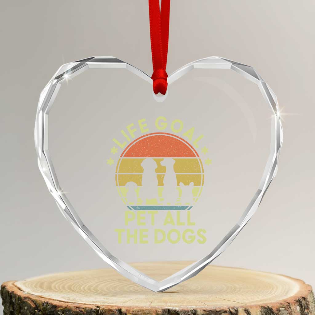 Life Goal Pet All The Dogs Heart Crystal Glass Ornament Retro Funny Dog Lover Gift TS10 Transparent Glass 3'' Heart Print Your Wear