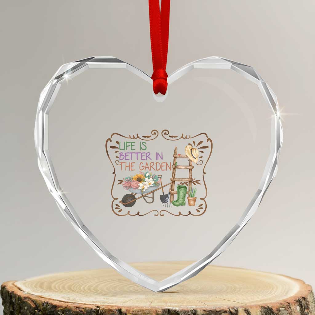Life Is Better In The Garden Heart Crystal Glass Ornament Funny Gardening Quote TS12 Transparent Glass 3'' Heart Print Your Wear