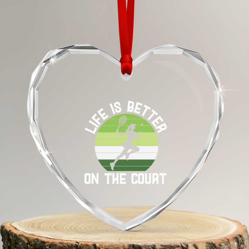 Life Is Better On The Court Heart Crystal Glass Ornament Vintage Retro Tennis Girl Gift TS12 Transparent Glass 3'' Heart Print Your Wear