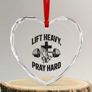 Lift Heavy Pray Hard Heart Crystal Glass Ornament Christian Workout Jesus Gym Lifting TS11 Transparent Glass 3'' Heart Print Your Wear