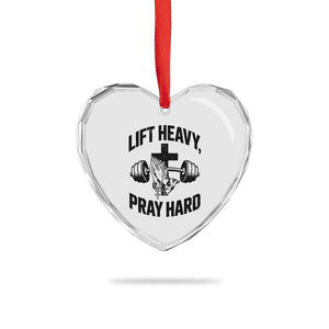 Lift Heavy Pray Hard Heart Crystal Glass Ornament Christian Workout Jesus Gym Lifting TS11 Print Your Wear