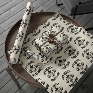 Lift Heavy Pray Hard Wrapping Paper Roll Christian Workout Jesus Gym Lifting TS11 Beige Print Your Wear