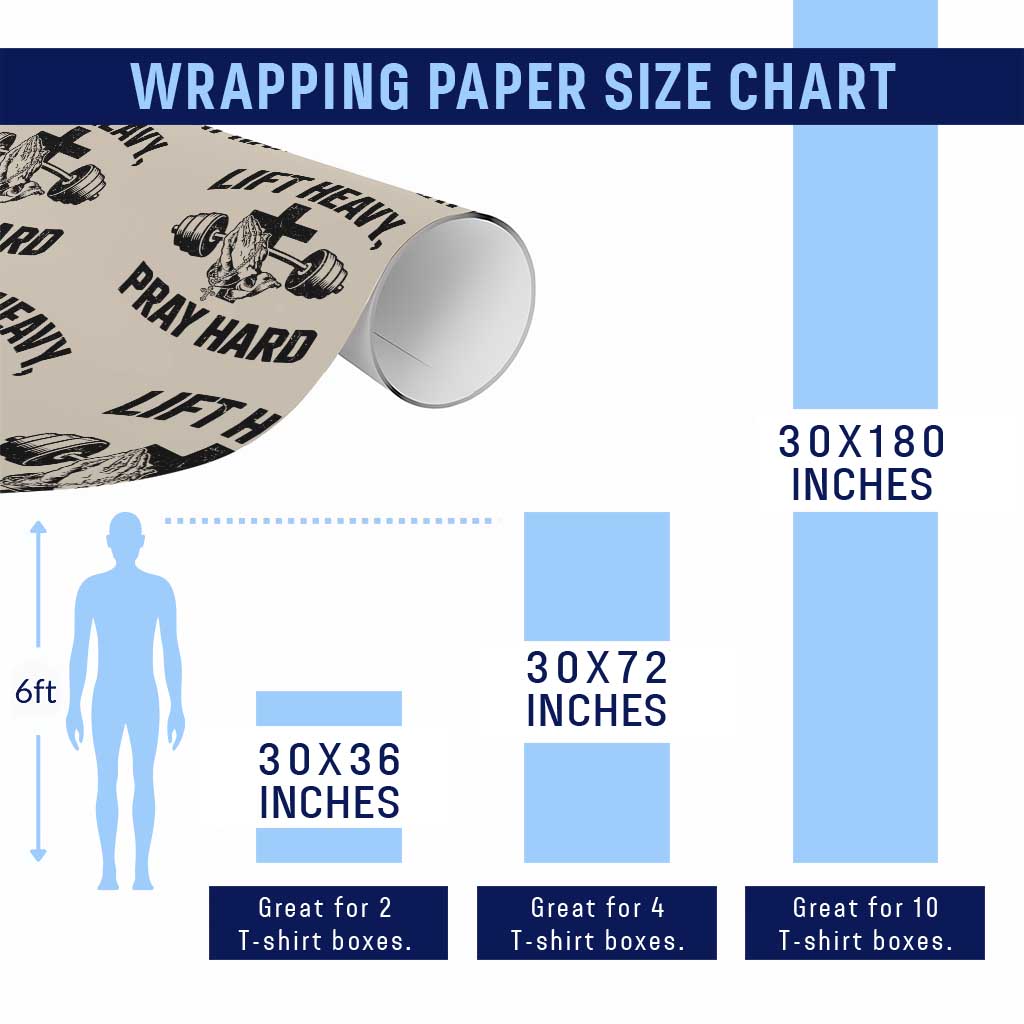 Lift Heavy Pray Hard Wrapping Paper Roll Christian Workout Jesus Gym Lifting TS11 Print Your Wear