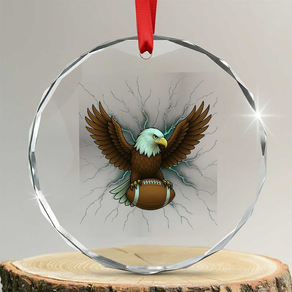 Lightning Eagle Holding Crystal Glass Ornament Football Player Gift TS12 Transparent Glass 3'' Circle Print Your Wear
