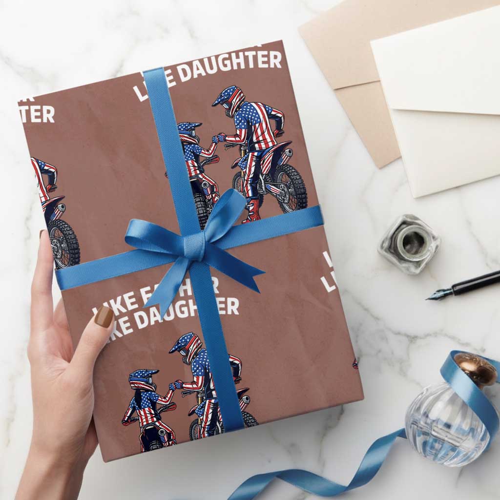 Like Father Daughter Dirt Bike Wrapping Paper Roll Cute Matching Motocross Gift Father's Day TS14 Mocha Print Your Wear