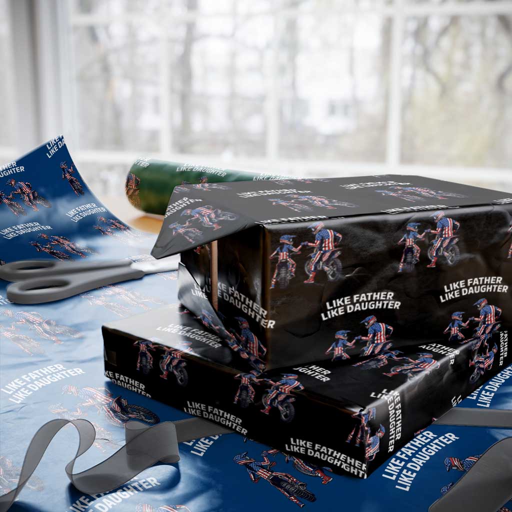 Like Father Daughter Dirt Bike Wrapping Paper Roll Cute Matching Motocross Gift Father's Day TS14 Black Print Your Wear