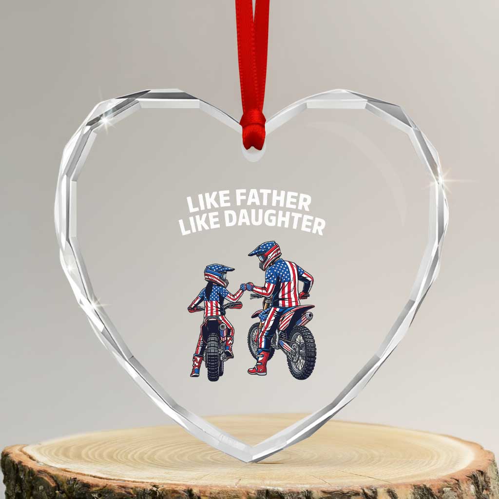 Like Father Daughter Dirt Bike Heart Crystal Glass Ornament Cute Matching Motocross Gift Father's Day TS14 Transparent Glass 3'' Heart Print Your Wear