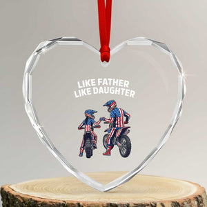 Like Father Daughter Dirt Bike Heart Crystal Glass Ornament Cute Matching Motocross Gift Father's Day TS14 Transparent Glass 3'' Heart Print Your Wear