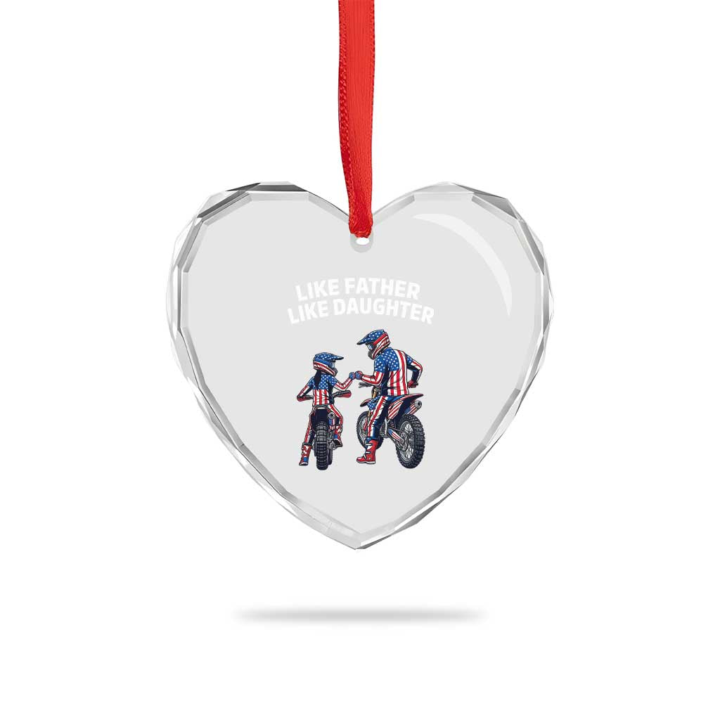 Like Father Daughter Dirt Bike Heart Crystal Glass Ornament Cute Matching Motocross Gift Father's Day TS14 Print Your Wear