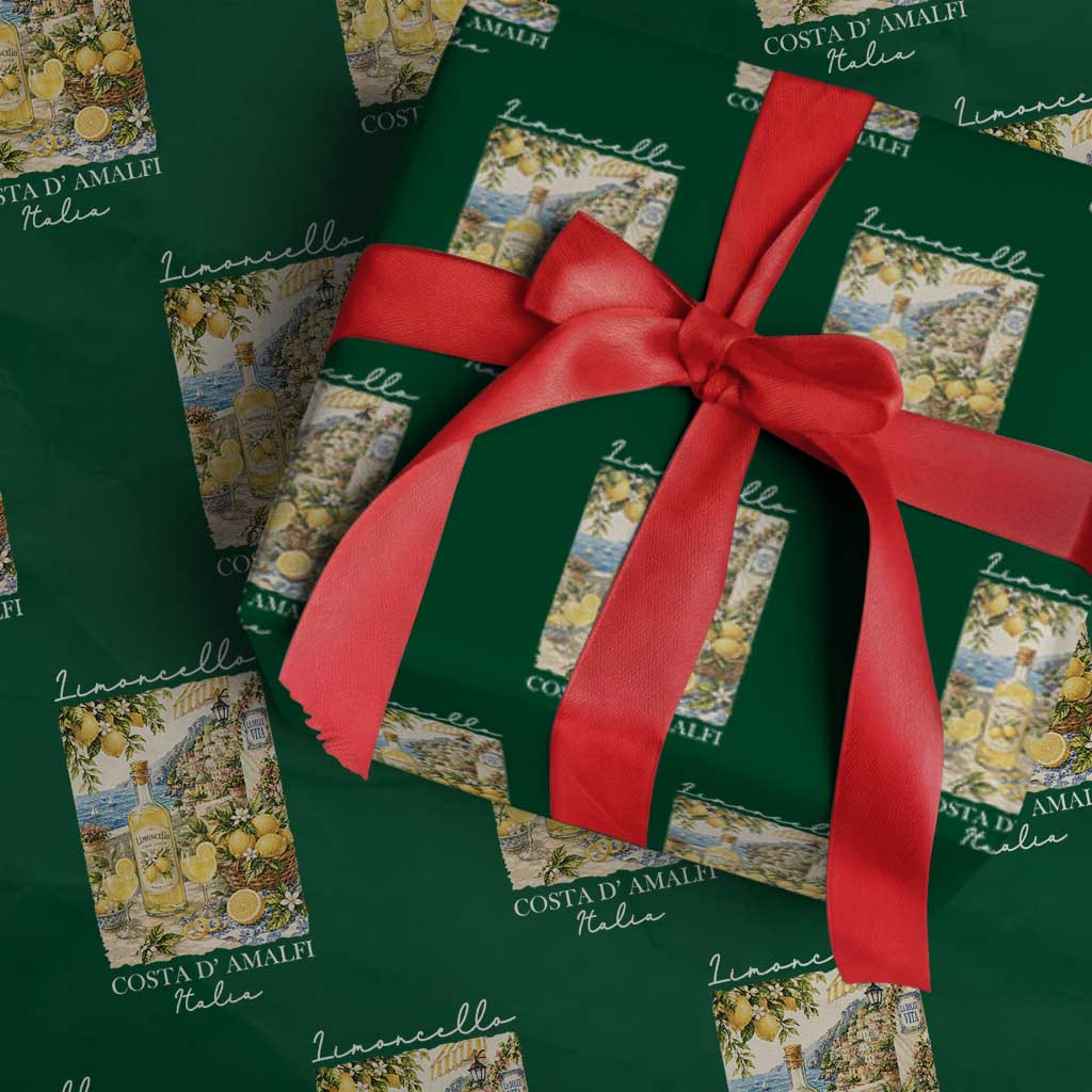 Limoncello Amalfi Coast Wrapping Paper Roll Lemon Lover Italian Summer Fruit TS10 Green Print Your Wear
