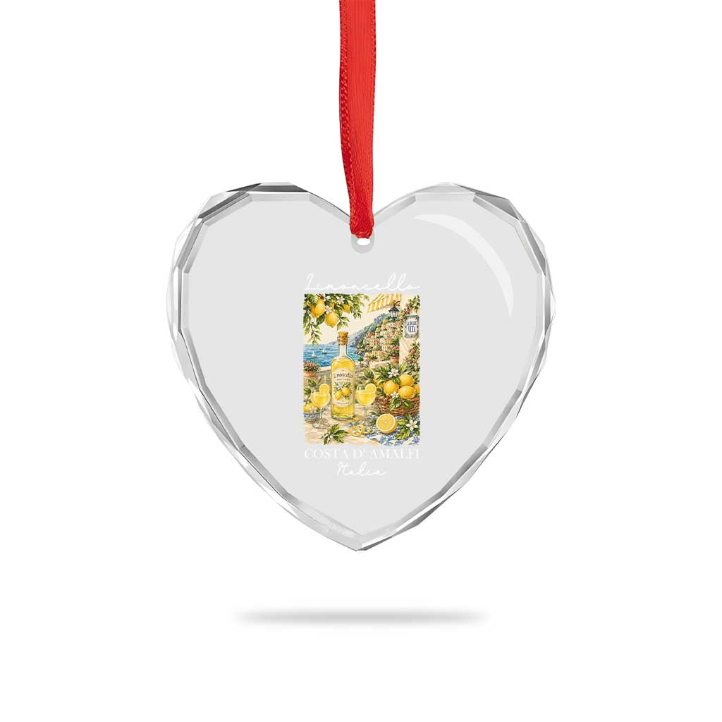 Limoncello Amalfi Coast Heart Crystal Glass Ornament Lemon Lover Italian Summer Fruit